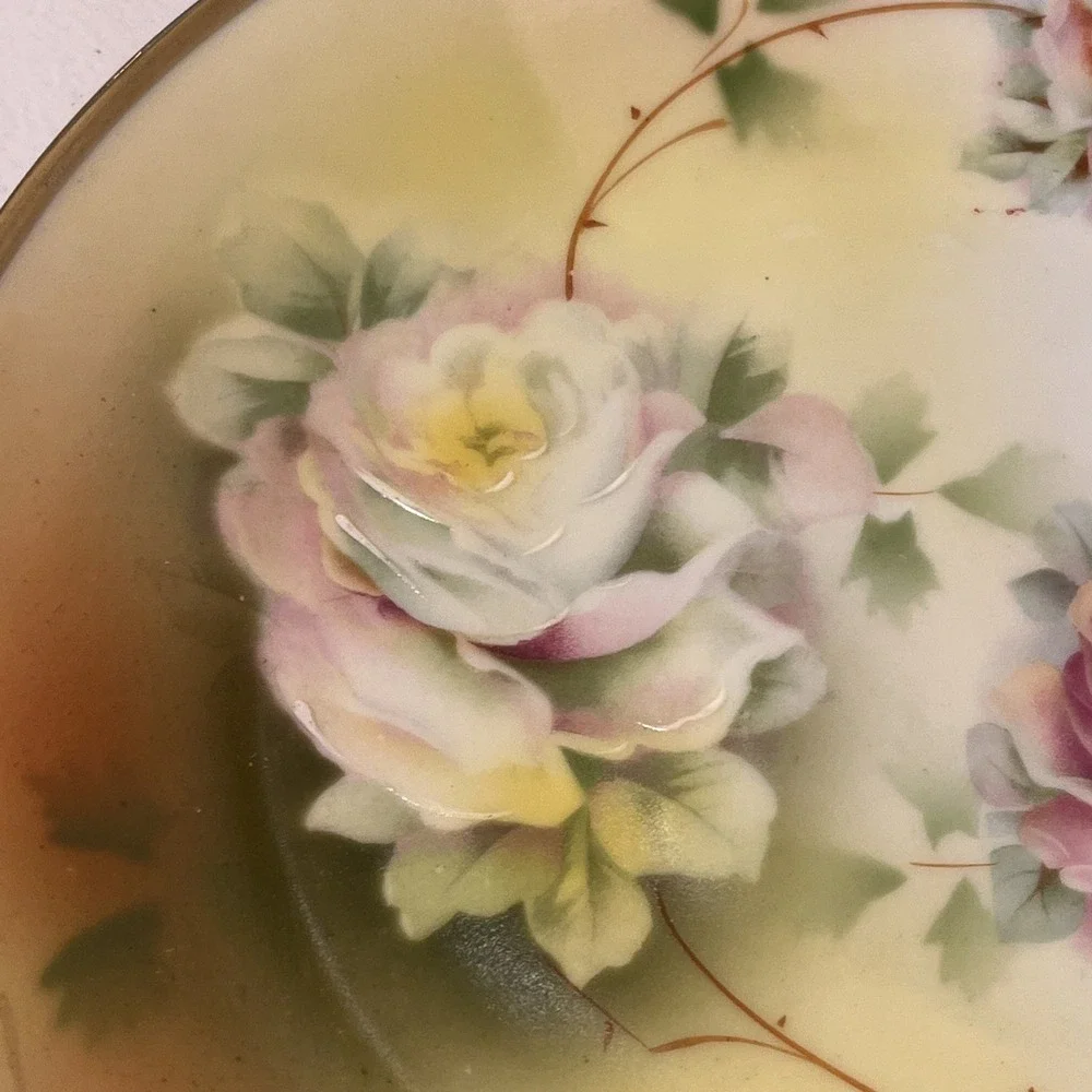 Vintage Royal Rudolstadt Prussia Decorative Plate Pink Roses 8.5